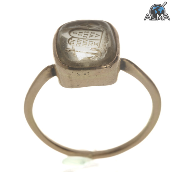 Antique 18K Gold Intaglio Signet Ring Set w/ Gemstones