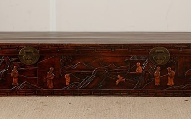 Antique Chinese Carved Low Chest, 19th C. L:4'8"