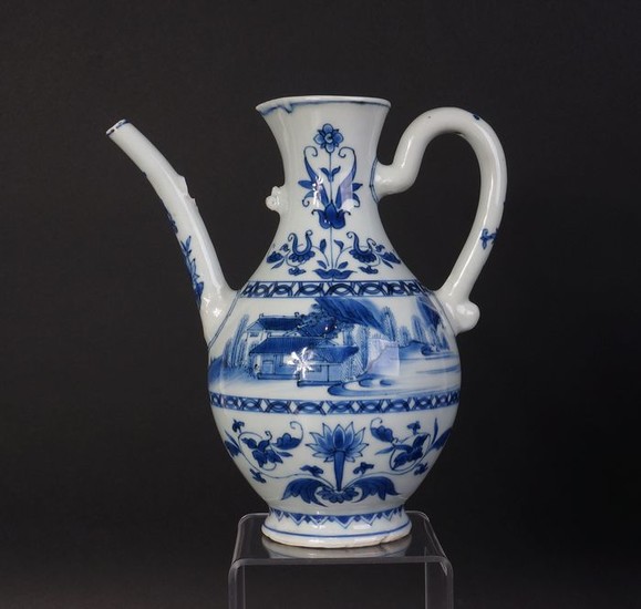 Antique Chinese blue and white porcelain wine jug from the transitional period (1) - Blue and white - Porcelain - China - Transitional Period