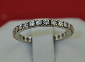 Antique Full-Setting Wedding Band - 18 kt. White gold - Ring Diamond