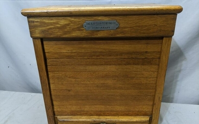 Antique Greyhound Bus Oak Roll Ticket Cabinet