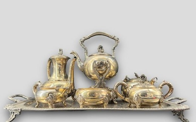 Antique Ornate Victorian Silver Plate Coffee Tea Set