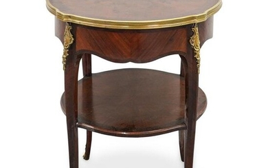 Antique Round Marquetry Wood Table