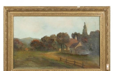 Antique Scottish School Landscape Painting with Cottage