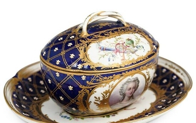 Antique Sevres "Marie Antoinette" Porcelain Lidded Bowl