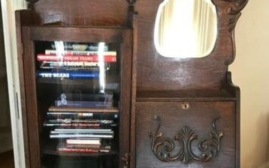 Antique Side-by-Side Oak Desk /Curio Cabinet Bookcase