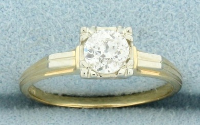 Antique Solitaire Old European Cut Diamond Engagement Ring in 14K Yellow Gold