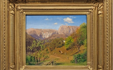 Anton Hlavacek (1842 Gaudenzdorf près de Vienne - 1926 Vienne) Paysage avec vue sur la...