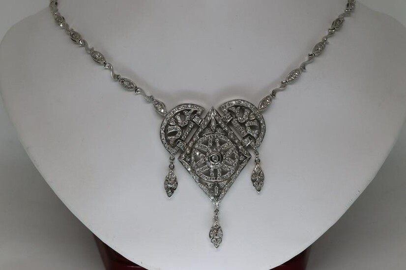 Art Deco Diamond Necklace 14Kt