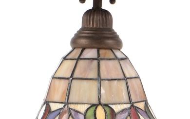 Art Nouveau Style Slag Glass and Metal Ceiling Mount Light Fixture