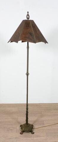 Arts and Crafts Style Floor Lamp with Mica Shade