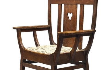Arts & Crafts, an oak throne chair...