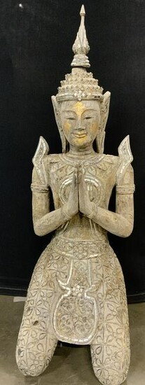 Asian Floor Sized Kneeling Thepphanom Sculpture
