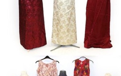 Assorted Circa 1950/60 Evening Dresses, comprising a pale pink silk...