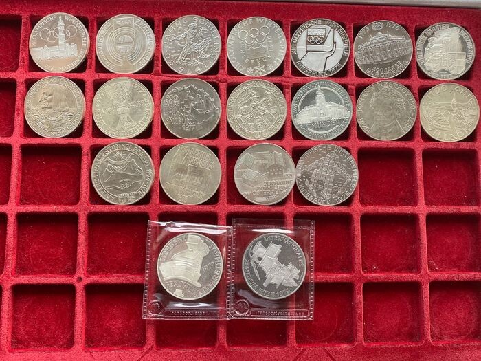 Austria. 100 schilling commemorative - 20 monete in argento tutte differenti