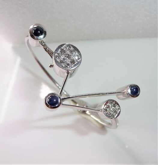 Bangle / Klapp-Reif - Unikat - 18 kt. White gold - Bracelet - 0.36 ct Diamond - 0.70 ct. Sapphires