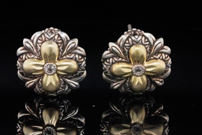 Barbara Bixby Sterling Silver and 18K Flower Earrings