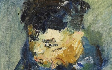 Barbara Robinson, British b.1928 - Head of Jean Claude, 1958; oil on canvas, signed and dated on the reverse 'Barbara Robinson May 58', 51 x 46 cm (ARR) Provenance: The New Art Centre, London; private collection, UK, purchased from the above and...