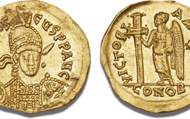 Basiliscus, 475–476, Constantinople, Solidus, DN BASILISCUS PP AUG / VICTORIA AVGGG /...