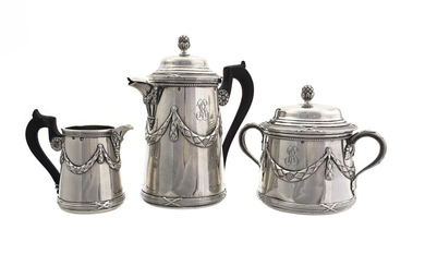 Beautiful small size silver set for tea, 3 pieces,...