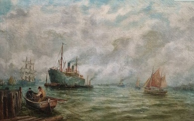 Bernard Benedict Hemy (1845-1913) - Marina con imbarcazioni