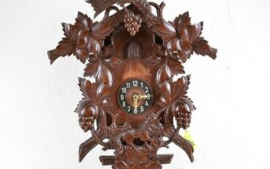 Black Forest Style Carved Oak Clock