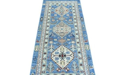 Blue Afghan Peshawar Soft and Pliable Wool Hand Knotted