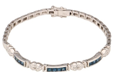 Bracelet - White gold Round Diamond - Sapphire