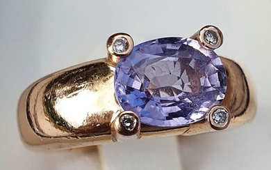 Bron - 14 kt. Pink gold - Ring - 2.69 ct Sapphire - Diamonds