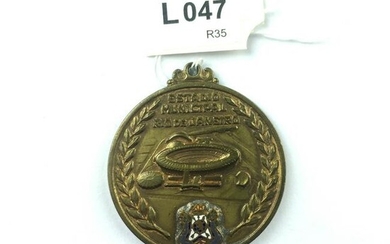 Bronze medal with enamelled detailing