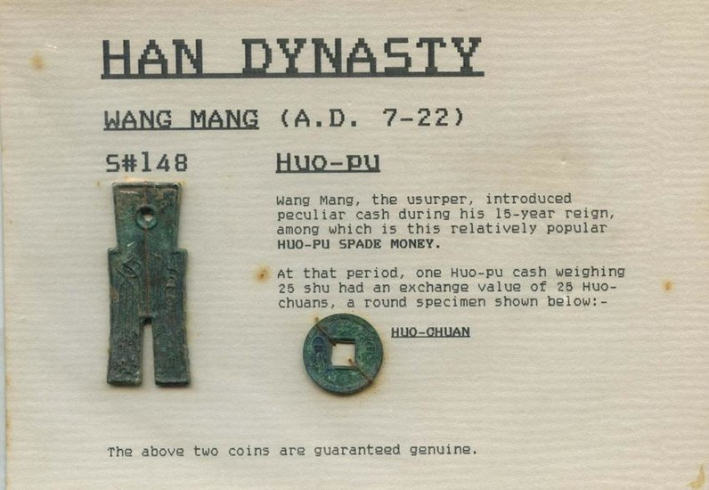 CHINA Han Dynasty Wang Mang (AD 7-22) Huo-pu and Huo