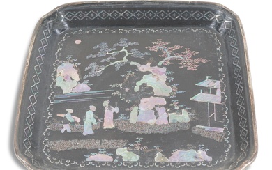CHINESE LAC BERGAUTE SQUARE DISH, QING DYNASTY (18TH CENTURY) Width: 4 1/4 in. (10.8 cm.)