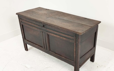 COFFER, early 18th century oak, with a rising lid and double...