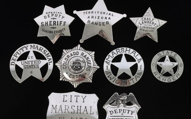 COMMEMORATIVE STERLING US POLICE & MARSHALL BADGES