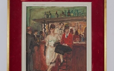 COSSON Marcel (1878-1956) Scène de bar Huile sur toile, signée en bas à droite 35...