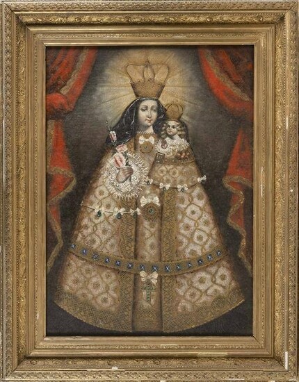 CUSCO SCHOOL (18th Century,), Mother with child., Oil