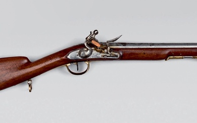 Carabine de cavalerie à silex de Versailles modèle 1793, canon octogonal légèrement tromblonné, poinçonné au...