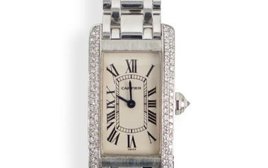 Cartier 18k and Diamond Tank Americaine Watch