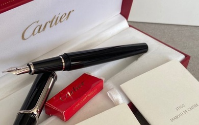 Cartier - Diabolo pennino in oro 18kt 750 rifiniture in platino 750 penna stilografica - Fountain pen