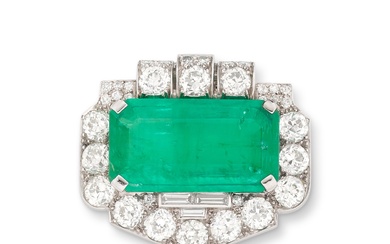 Cartier, Emerald and diamond clip-brooch, circa 1930