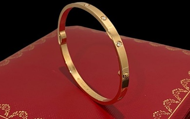 Cartier Love Bracelet 18K Rose Gold Small Model & 10 Diamonds Size 16