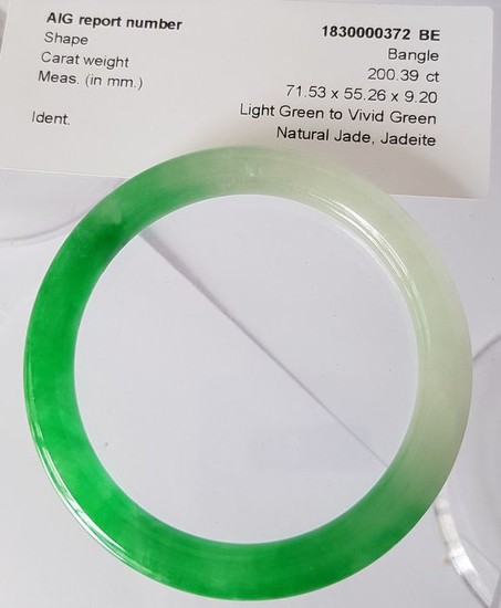 Certified Bangle , Jadeite JadeType A - 71.53×55.26×9.2 mm - 40.07 g