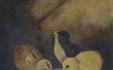 Chicks and Egg, Oil on Canvas Painting