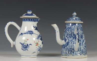 China, blue-white porcelain teapot, 18th century and milk...