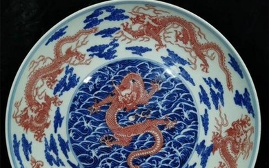 Chinese Blue And Red Porcelain Plate