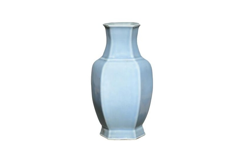 Chinese Clair-de-Lune Hexagon Vase, Republic