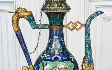 Chinese Cloisonne Wine Flagon Teapot