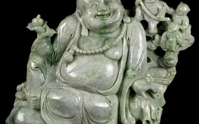 Chinese Hand Carved Jadeite Buddha Figure