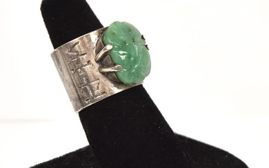 Chinese Jade & Silver Ring