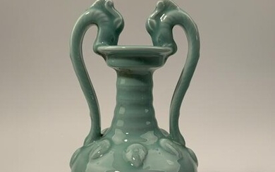 Chinese Longquan Yao Dragon Hold Vase